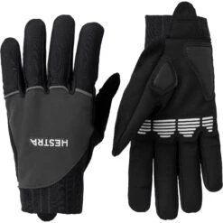 Hestra Bike Reflective Long - 5 Finger Gants Vélo - Gris Foncé