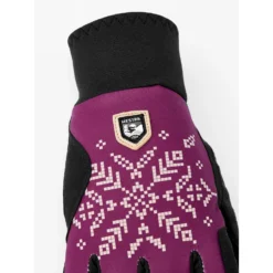 Hestra XC Primaloft - 5 Finger Gants De Ski De Fond Femme - Bordeaux Print -Hestra hestra womens xc primaloft 5 finger cross country gloves bordeaux print 2 1329026